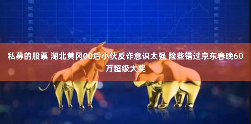 私募的股票 湖北黄冈00后小伙反诈意识太强 险些错过京东春晚60万超级大奖